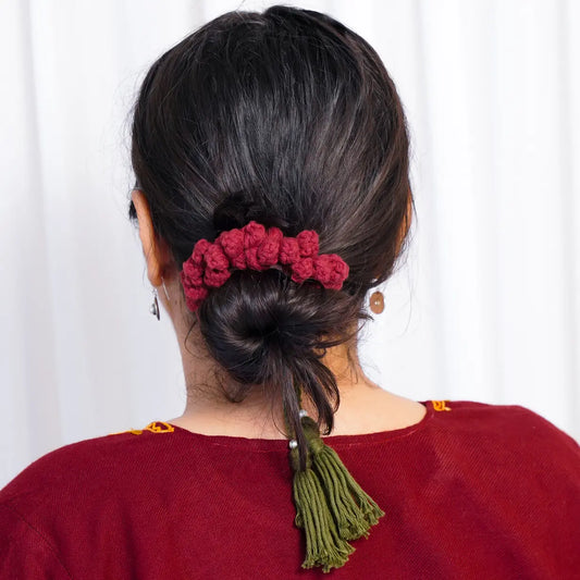 Maroon Jasmine Crochet Gajra