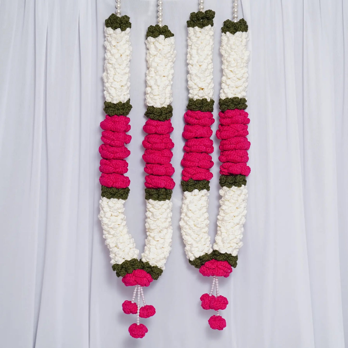 magenta cotton crochet mogra rose jaimalas