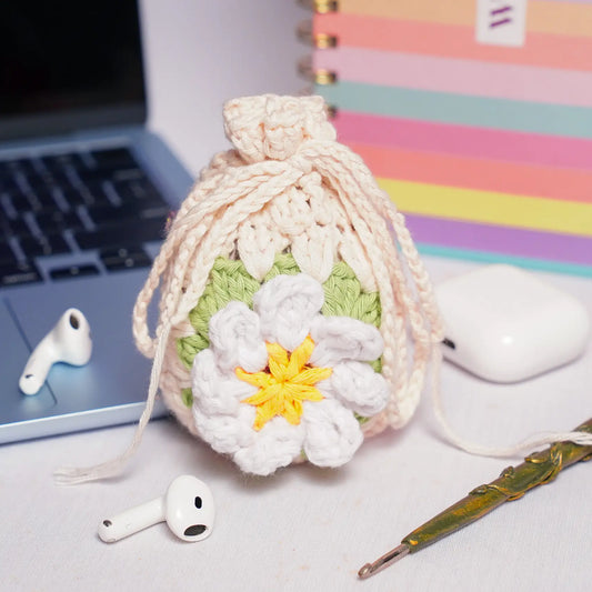 Daisy Crochet Granny Square Airpods Case