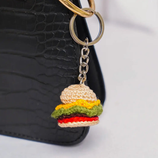 crochet burger keychain
