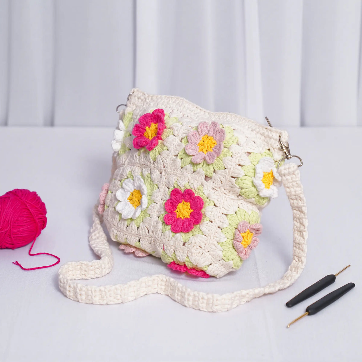 Floral Crochet Sling Bag