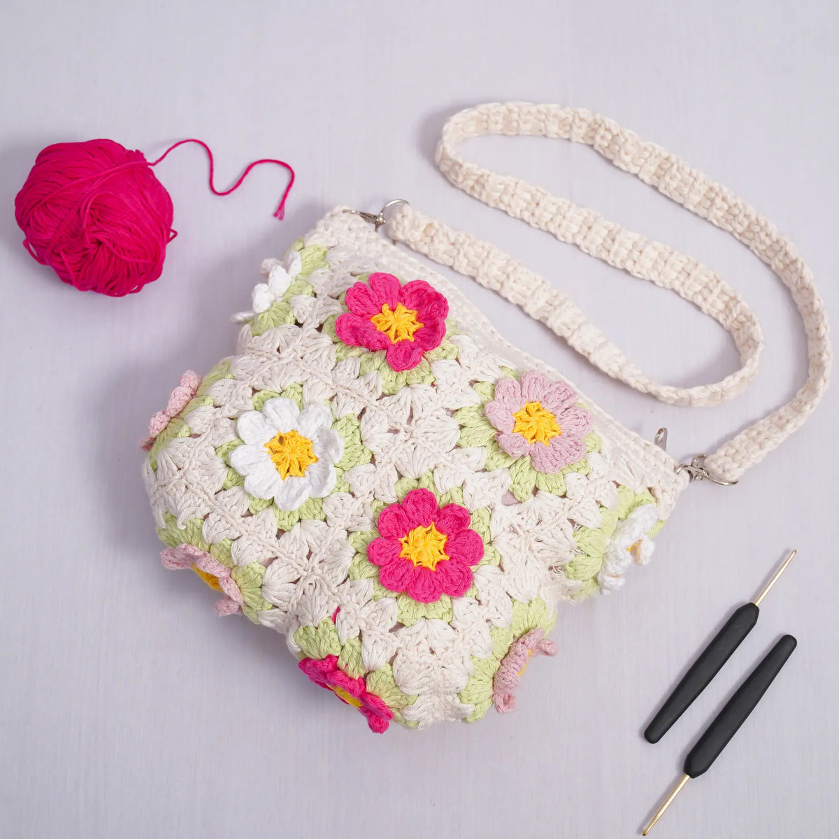 Floral Crochet Sling Bag