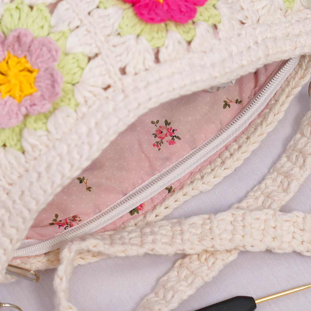 Floral Crochet Sling Bag