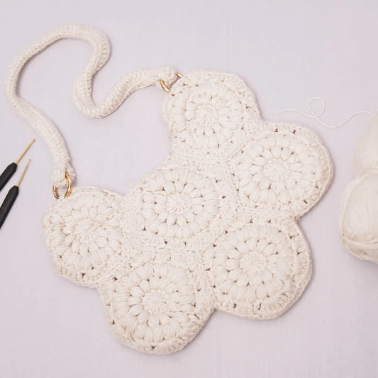 off white crochet bag
