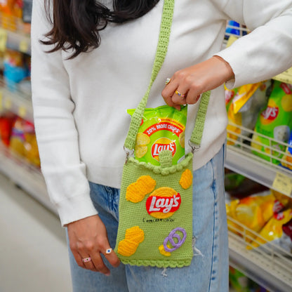 Green Lays Crochet Sling Bag