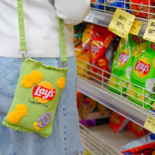 Green Lays Crochet Sling Bag