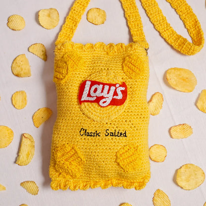 Yellow Lays Crochet Sling Bag