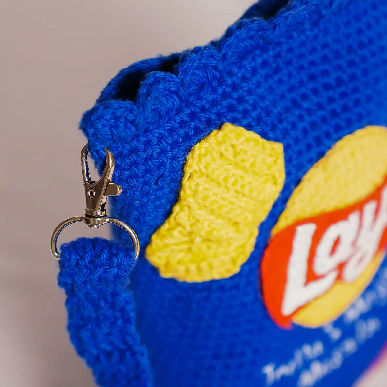 Blue Lays Crochet Sling Bag