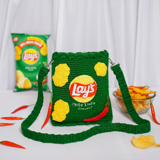 crochet dark green lays sling bag