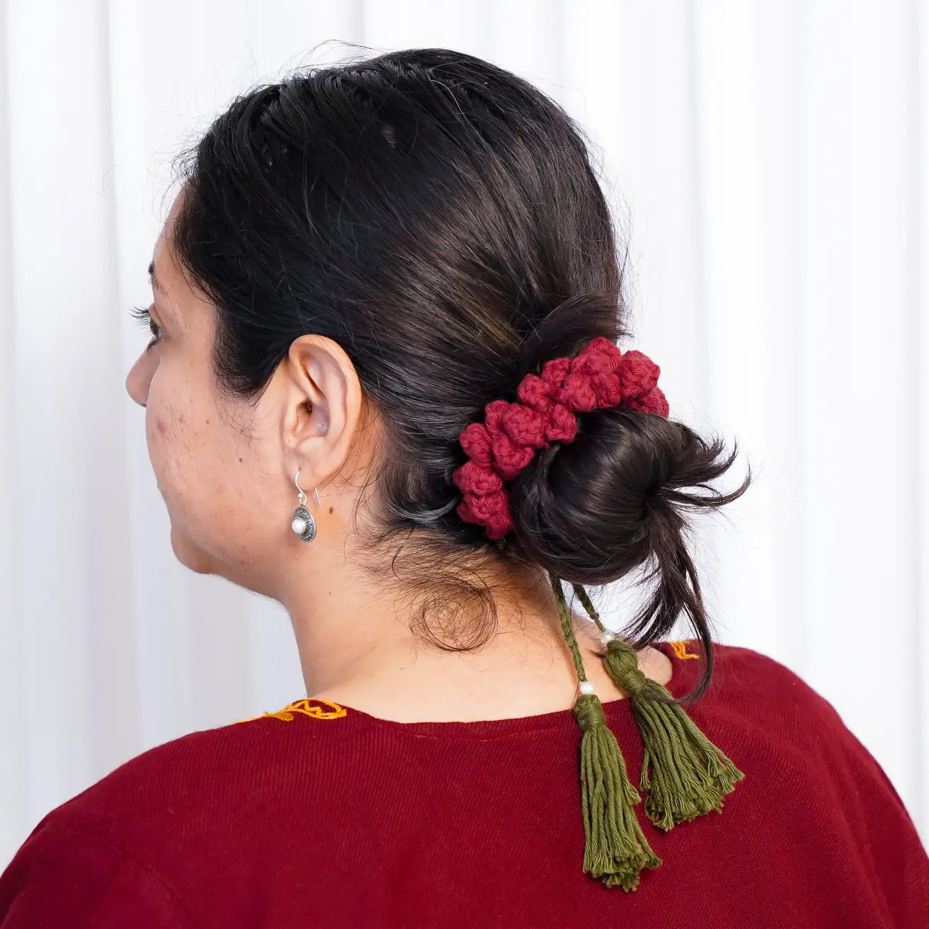 Maroon Jasmine Crochet Gajra