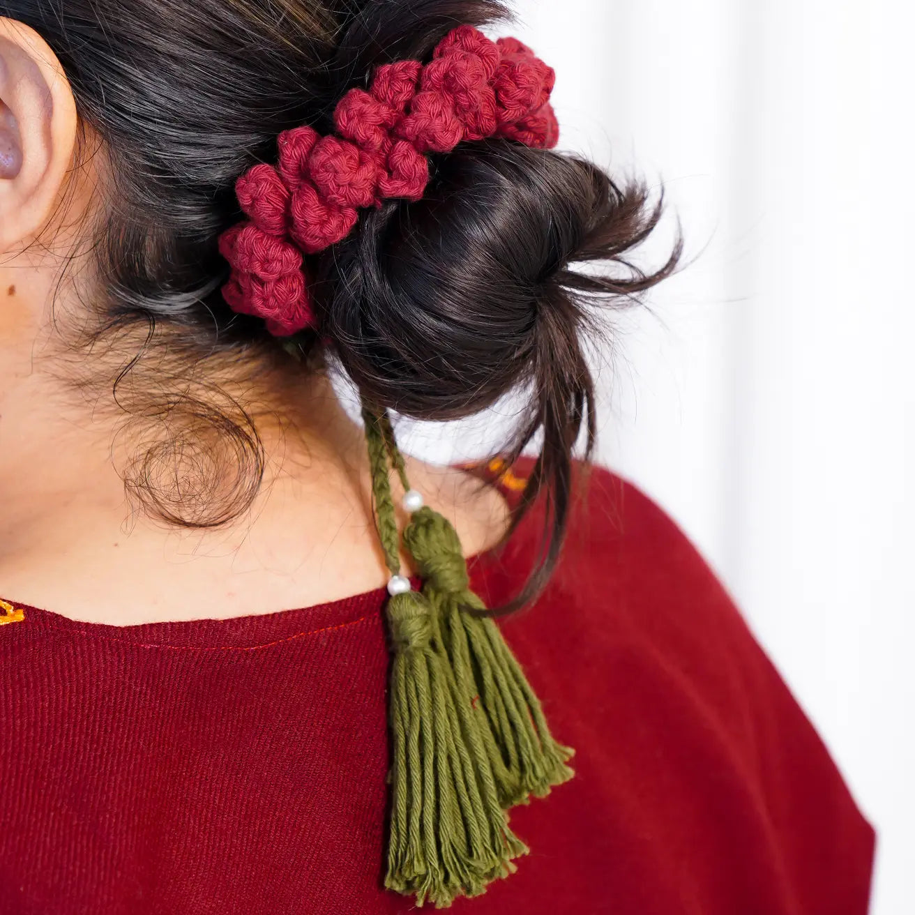 Maroon Jasmine Crochet Gajra