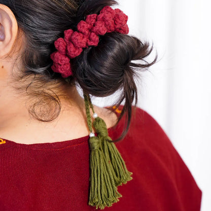 Maroon Jasmine Crochet Gajra