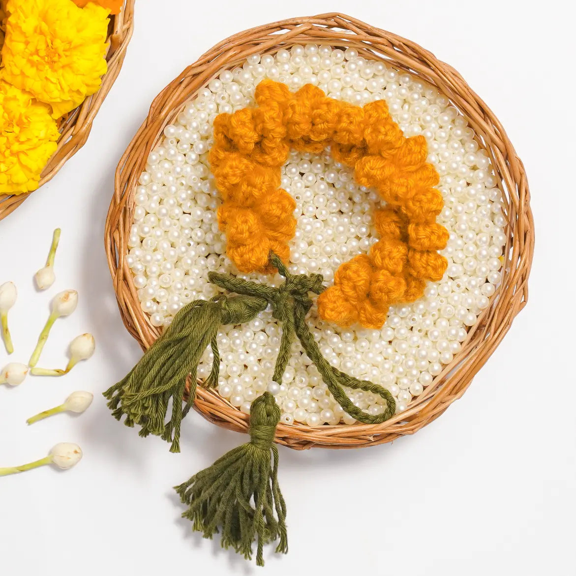Mustard Jasmine Crochet Gajra