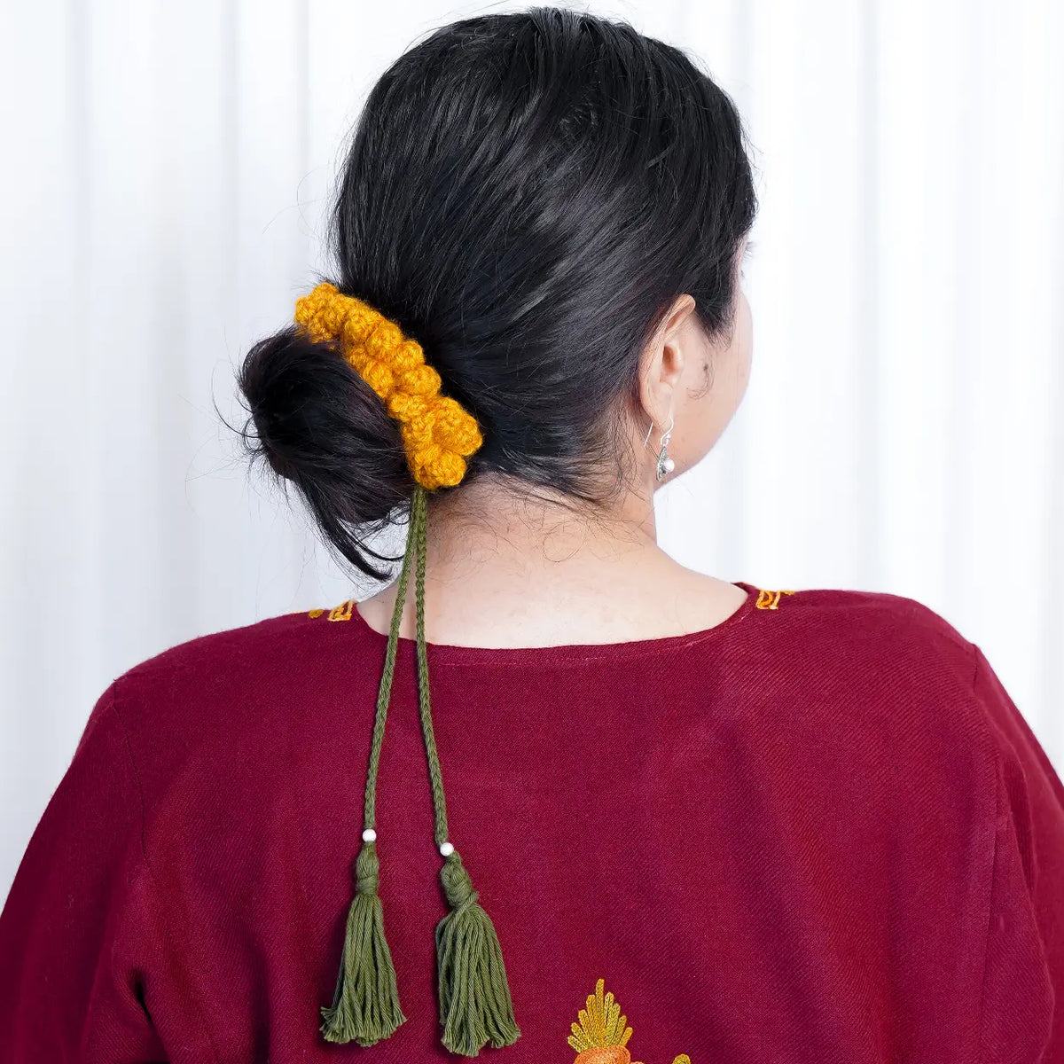 Mustard Jasmine Crochet Gajra