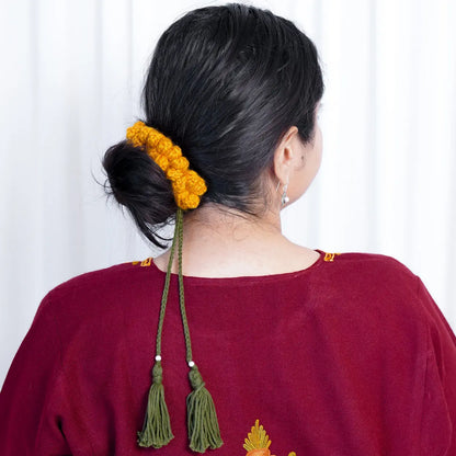 Mustard Jasmine Crochet Gajra