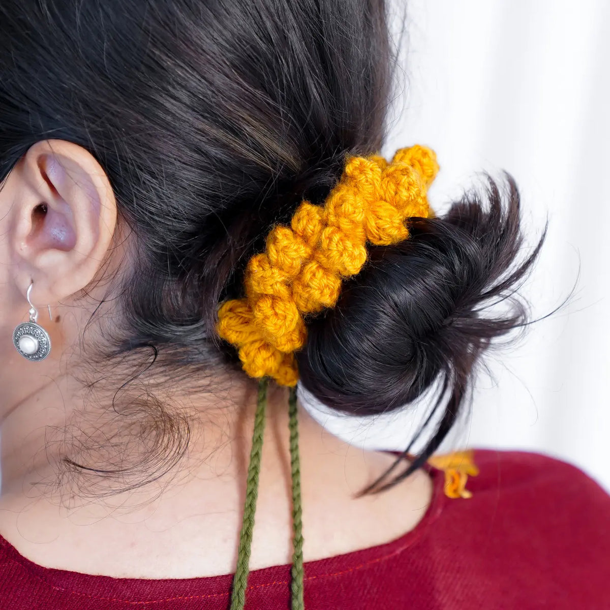 Mustard Jasmine Crochet Gajra