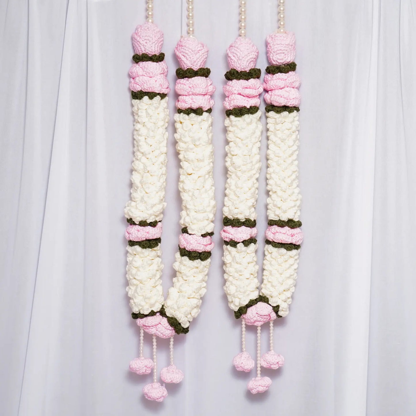 baby pink rose cotton crochet mogra rose jaimalas
