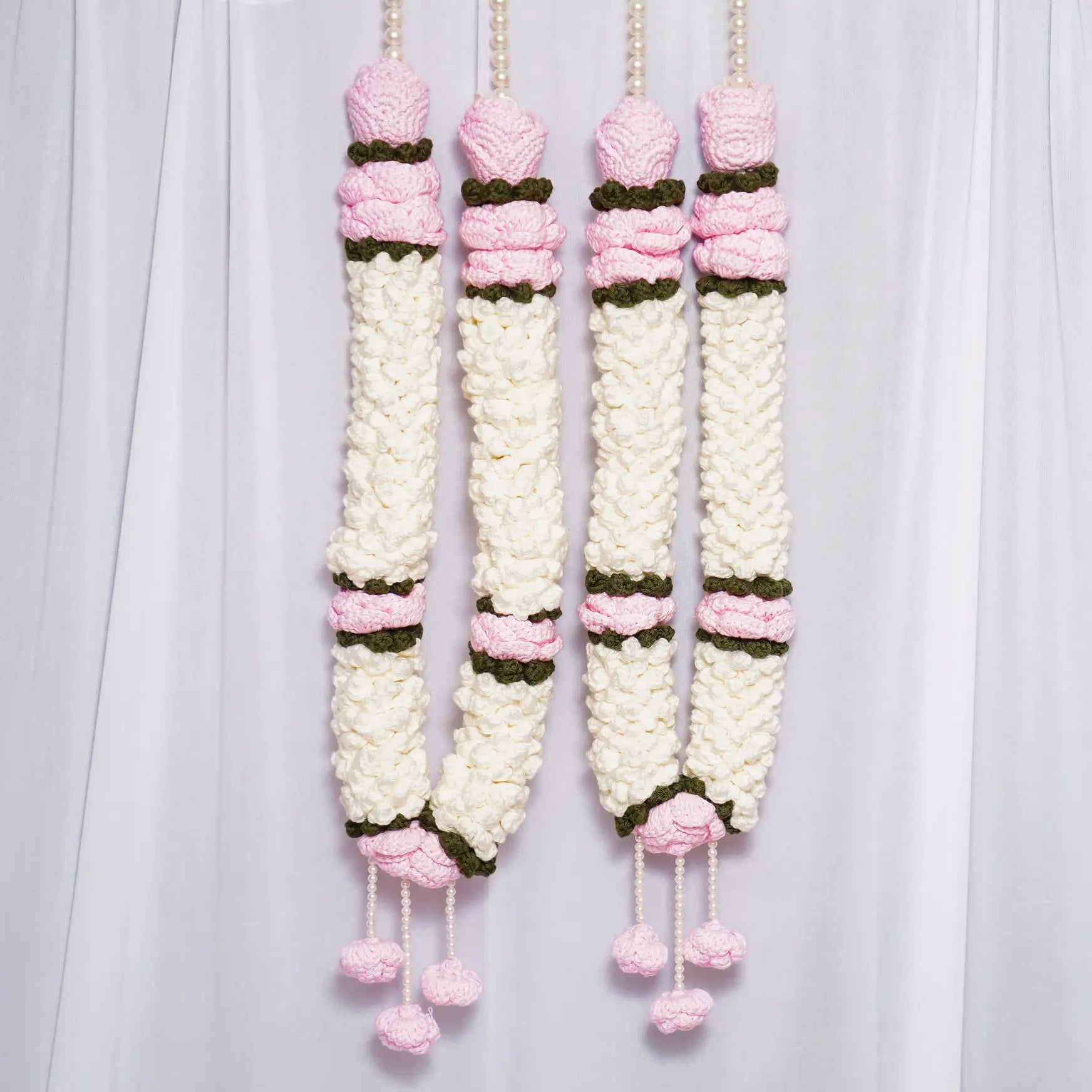 baby pink rose cotton crochet mogra rose jaimalas