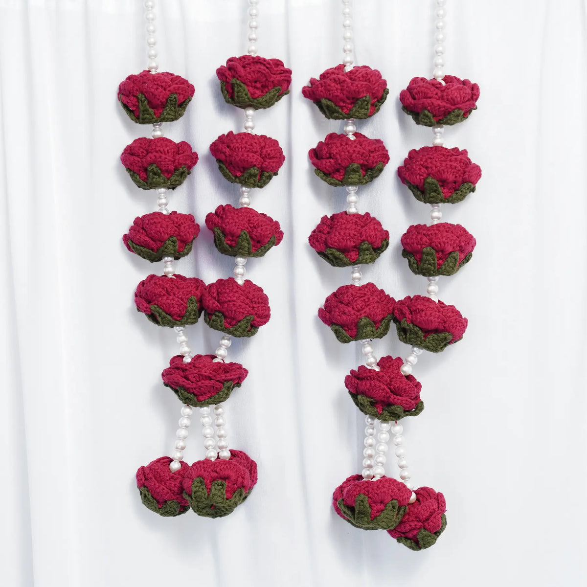maroon cotton crochet rose jaimalas