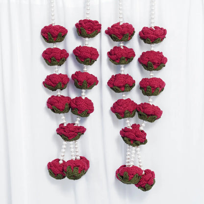 maroon cotton crochet rose jaimalas
