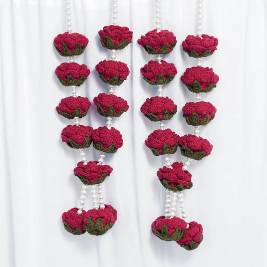 maroon cotton crochet rose jaimalas