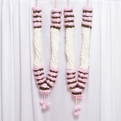 off white pink cotton crochet mogra rose jaimalas