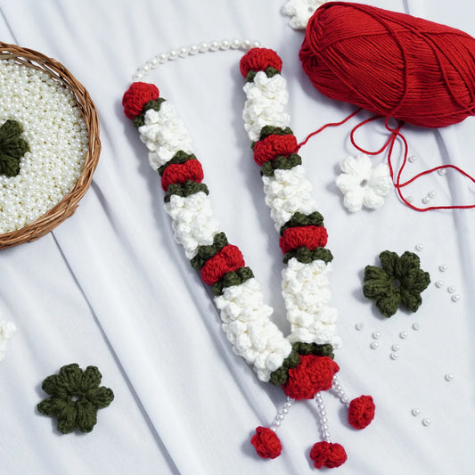 large cotton crochet mogra rose jaimalas
