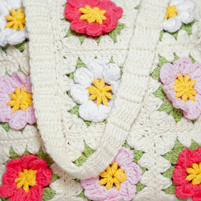Floral Crochet Tote Bag