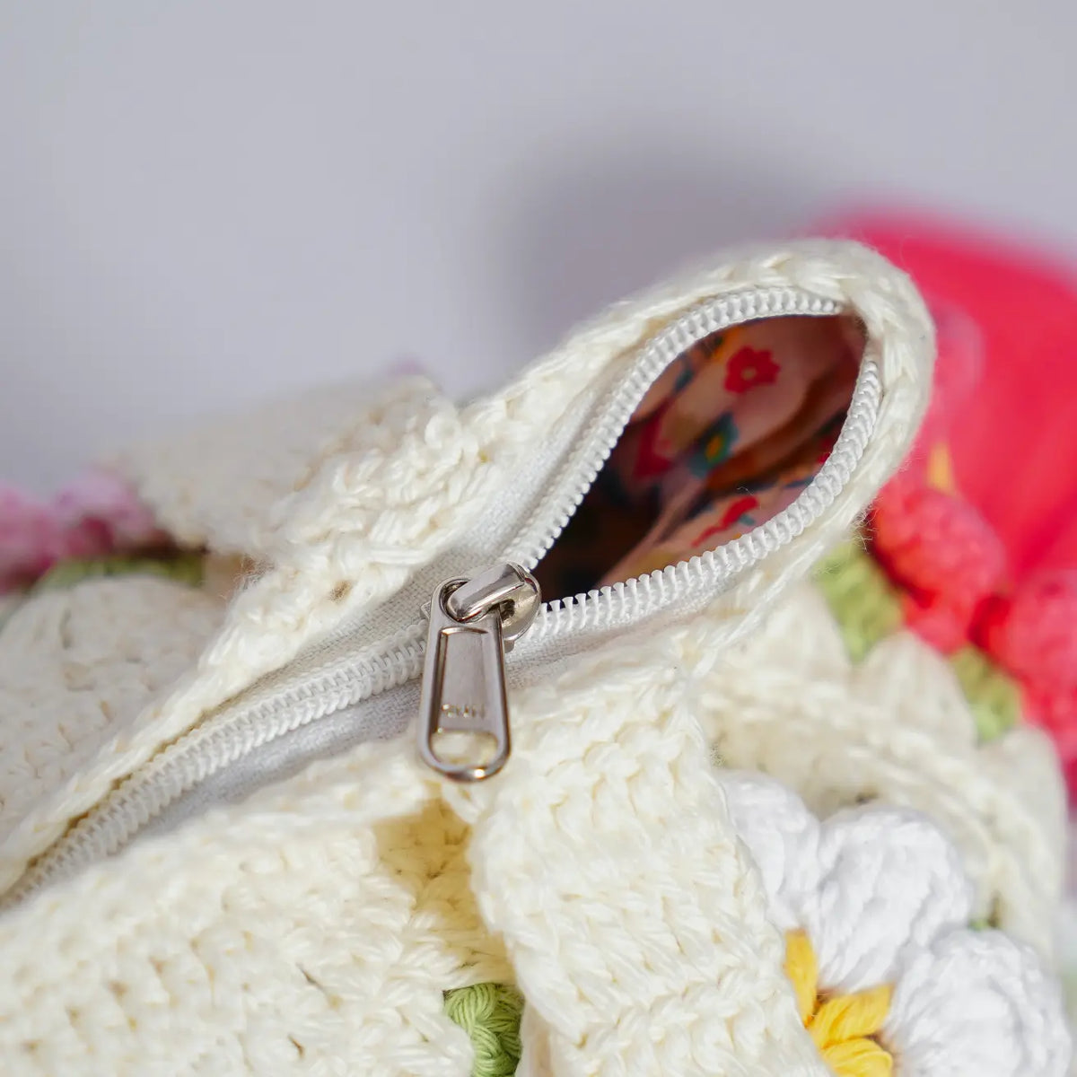 Floral Crochet Tote Bag