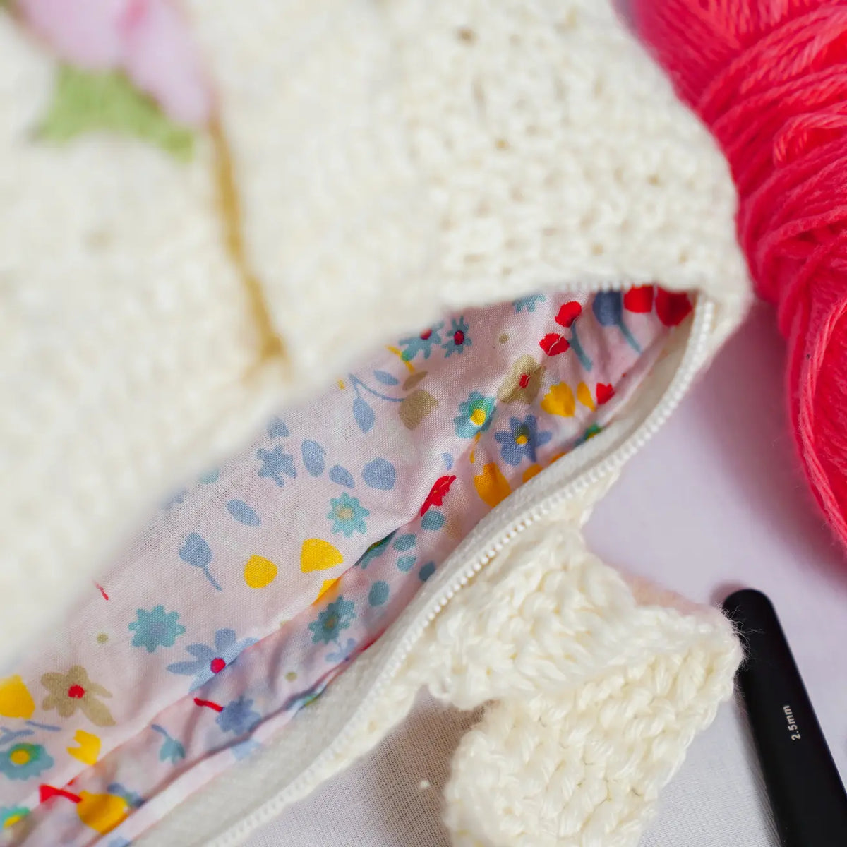 Floral Crochet Tote Bag