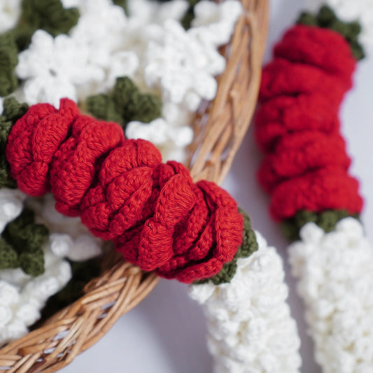 red cotton crochet mogra rose jaimalas