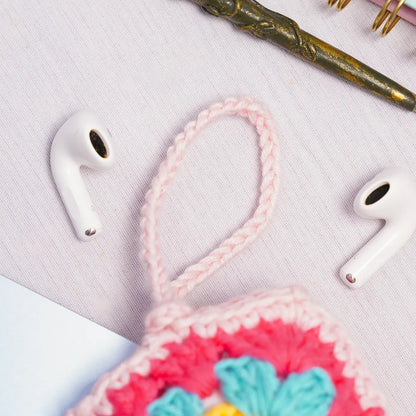 Pink Crochet Granny Square Airpods Case
