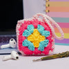 Pink Crochet Granny Square Airpods Case