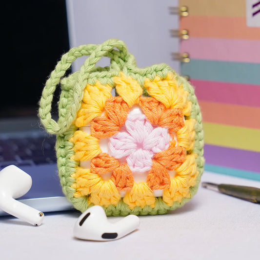 Green Crochet Granny Square Airpods Case