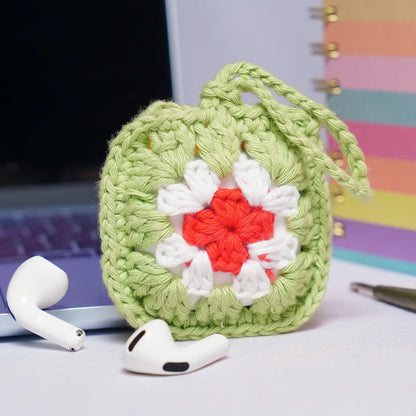 Green Crochet Granny Square Airpods Case