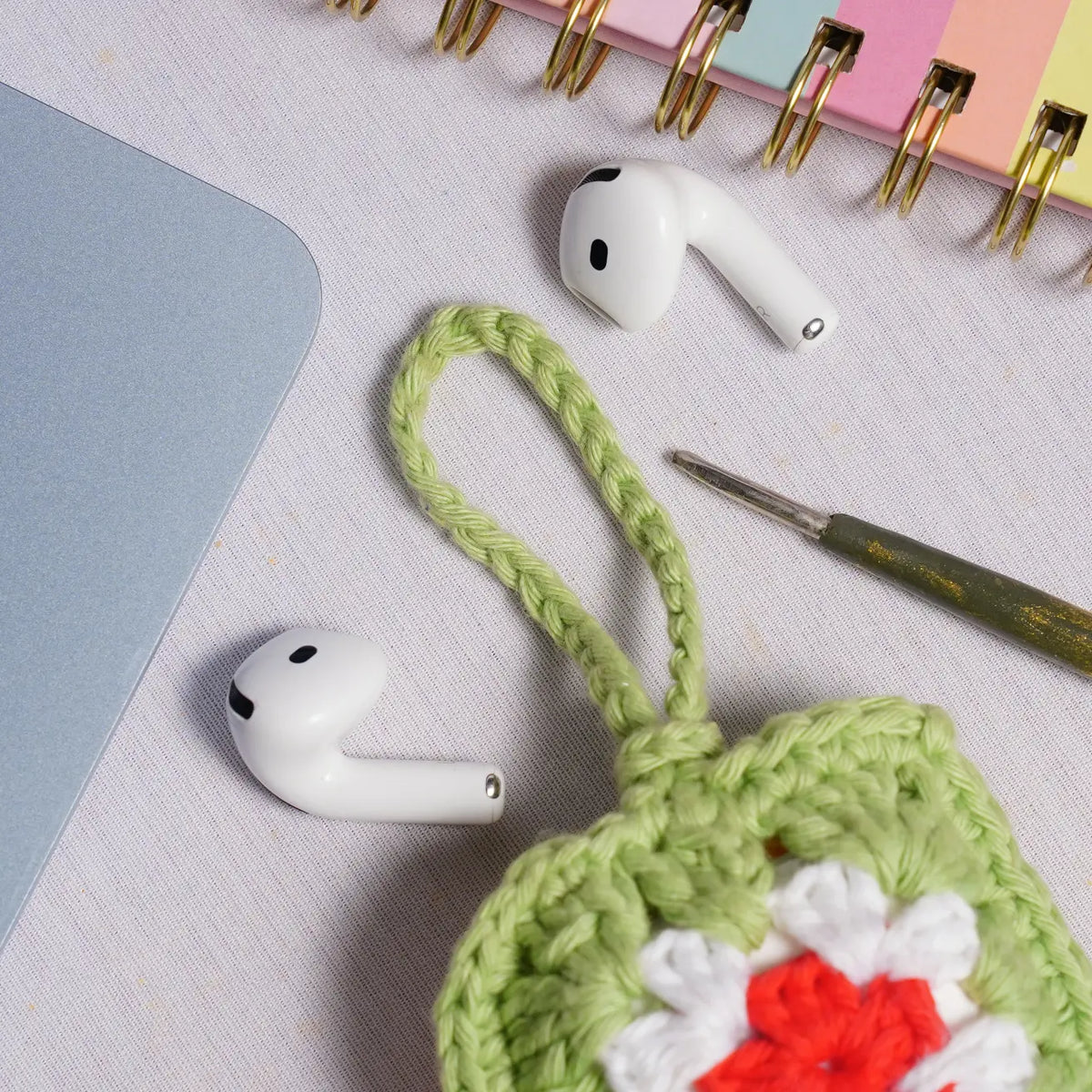 Green Crochet Granny Square Airpods Case