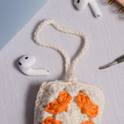 Orange Crochet Granny Square Airpods Case