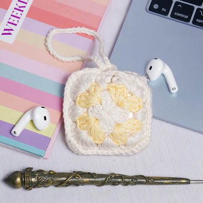 Yellow Crochet Granny Square Airpods Case