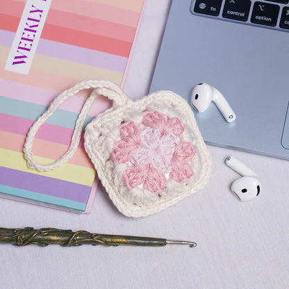 Pastel Pink Crochet Granny Square Airpods Case