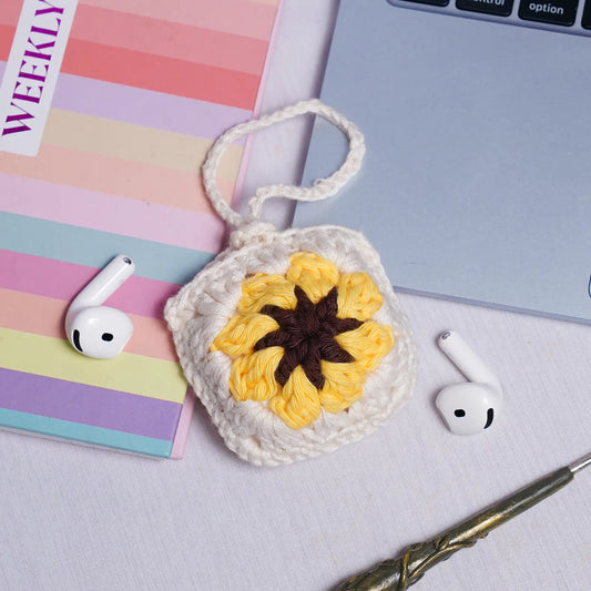 sunflower crochet granny square small pouch