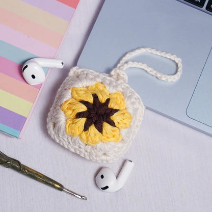 Sunflower Crochet Granny Square Airpods Case