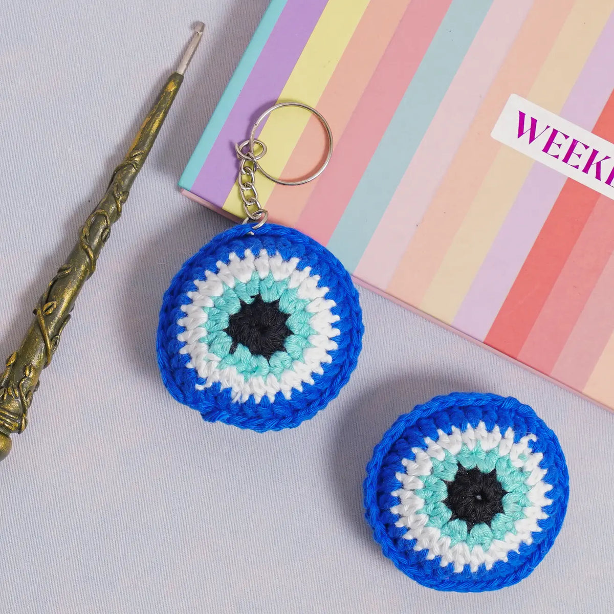 Evil Eye Crochet Bag Charm