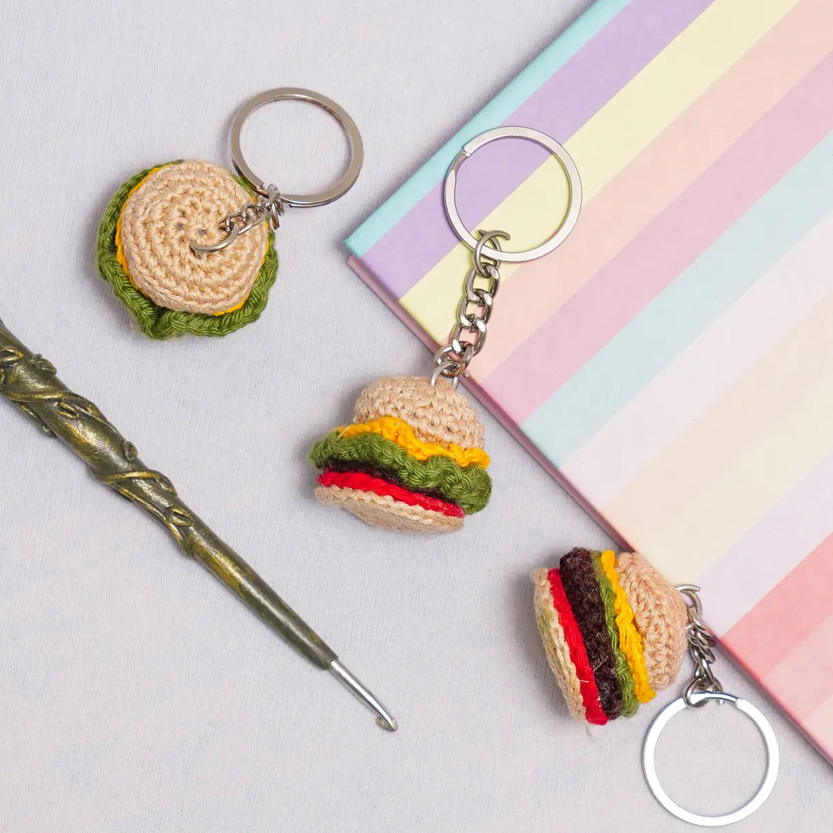 Burger Crochet Bag Charm