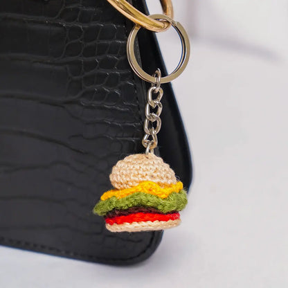 crochet burger keychain