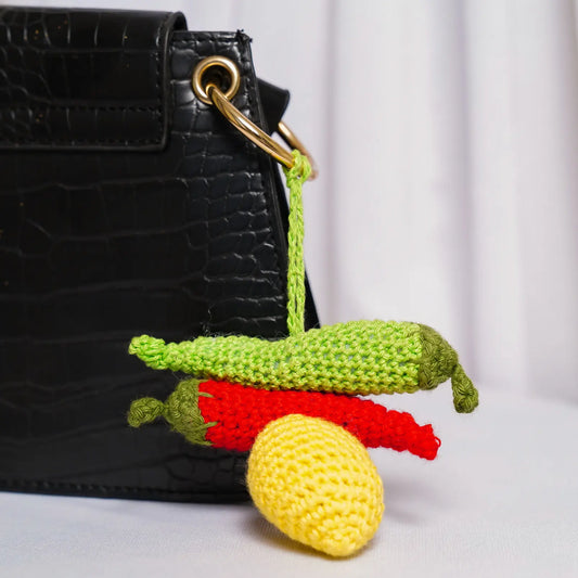 Nimbu Mirchi Crochet Bag Charm