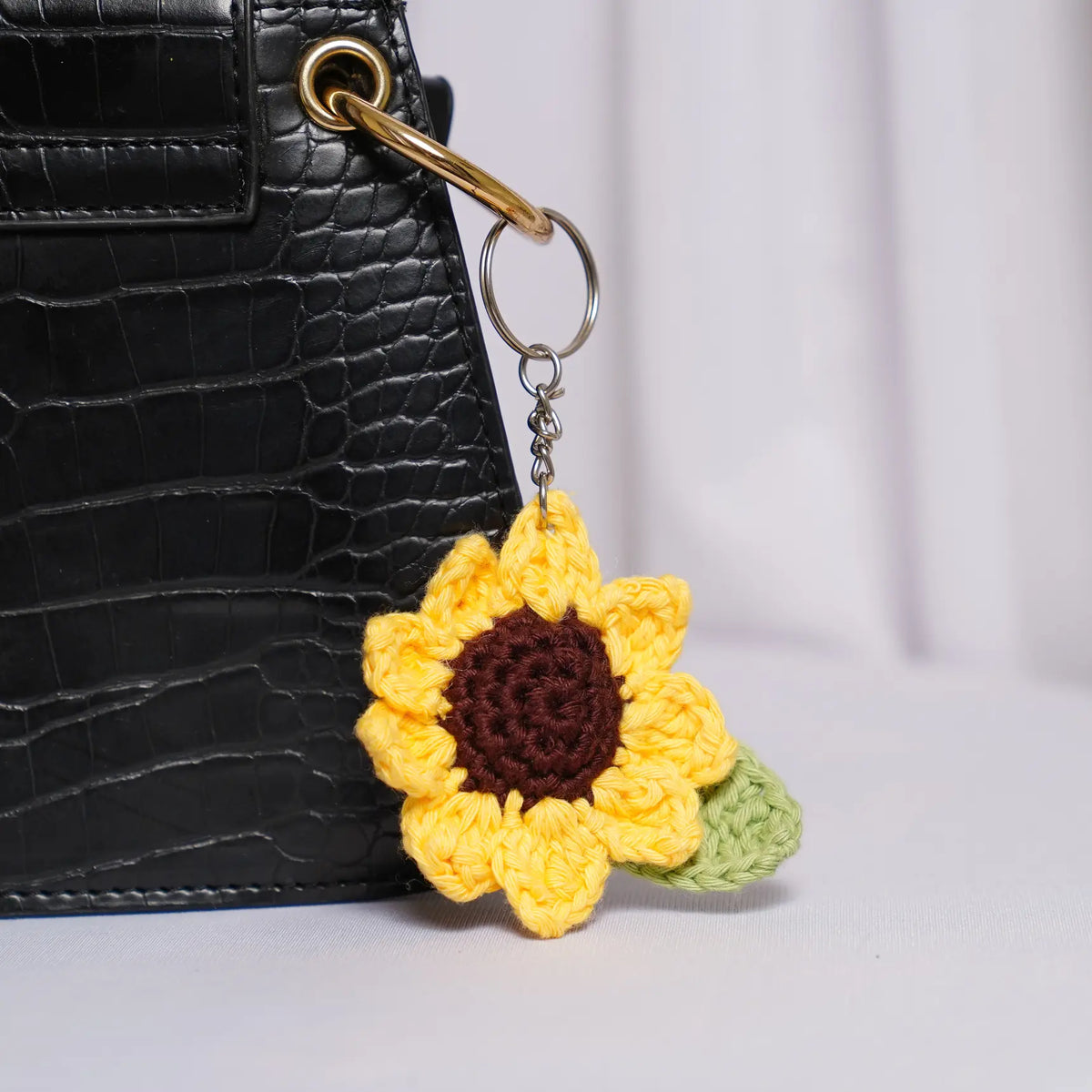 crochet sunflower bag charm