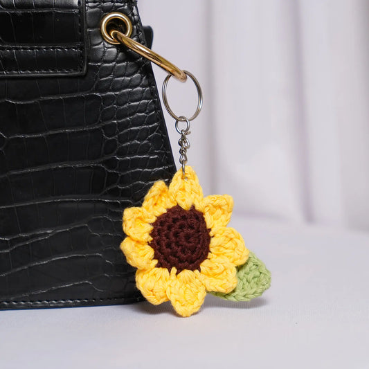 crochet sunflower bag charm