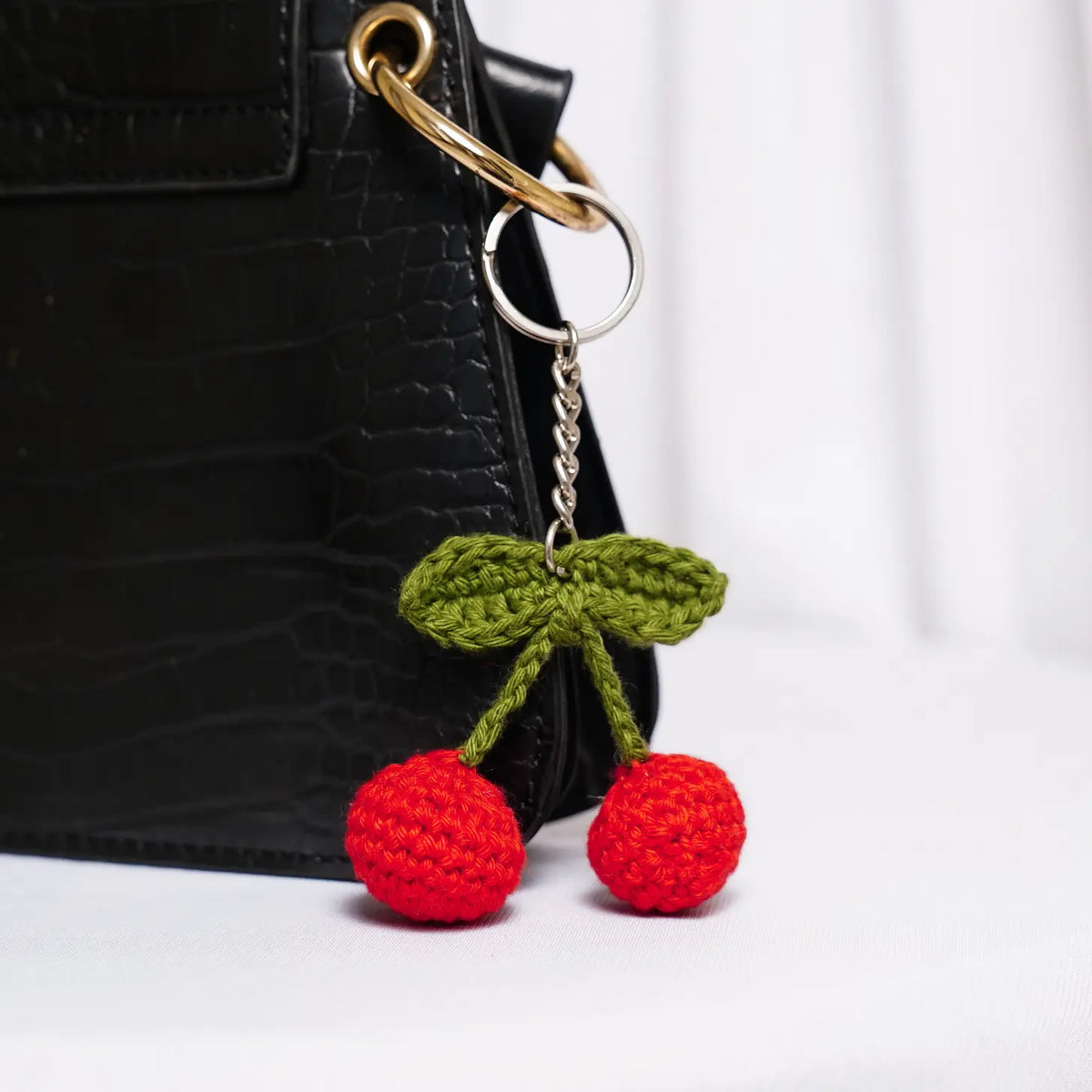 crochet cherries bag charm