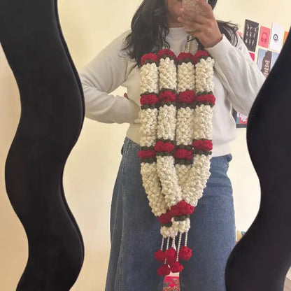 off white red cotton crochet mogra rose jaimalas