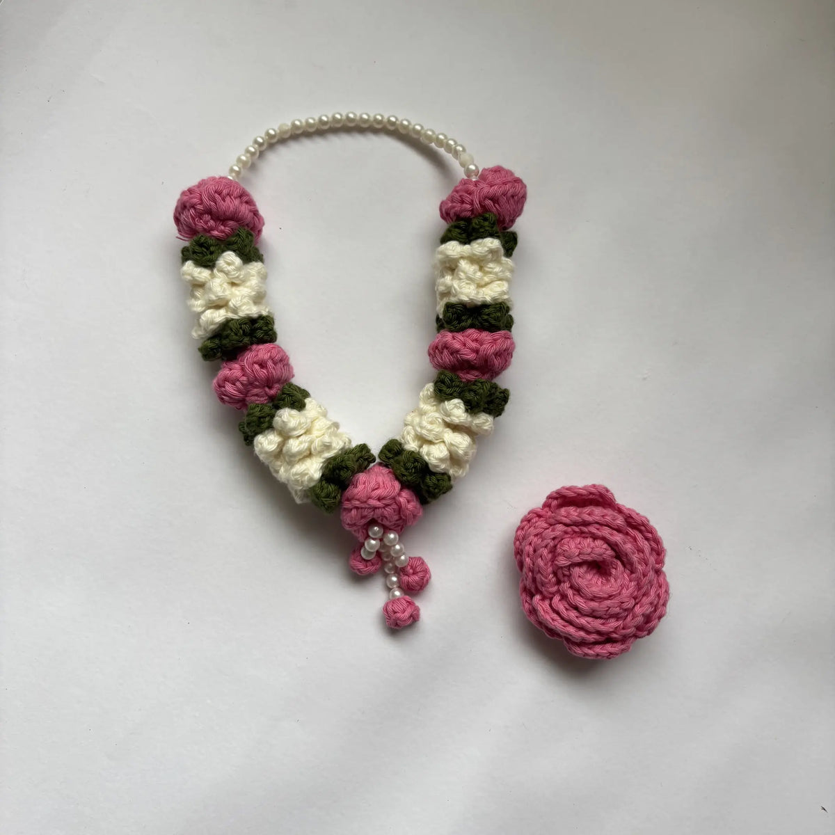 extra small cotton crochet mogra rose jaimalas